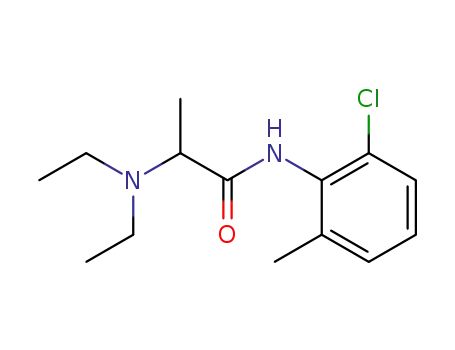 Molecular Structure of 67624-96-8 (2-Diethylamino-N-(2-chloro-6-methylphenyl)propionamide)