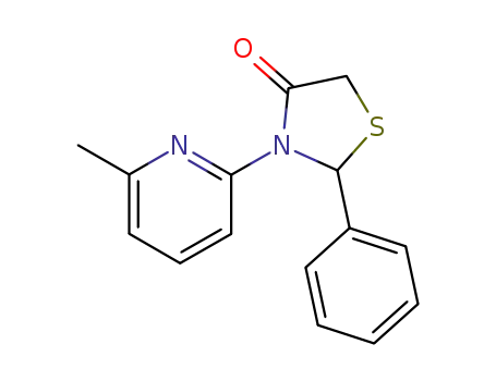 Molecular Structure of 24327-77-3 (3-(6-methyl-pyridin-2-yl)-2-phenyl-thiazolidin-4-one)
