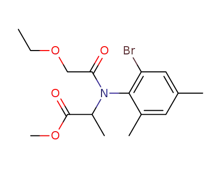 Molecular Structure of 70630-23-8 (2-[(2-Bromo-4,6-dimethyl-phenyl)-(2-ethoxy-acetyl)-amino]-propionic acid methyl ester)