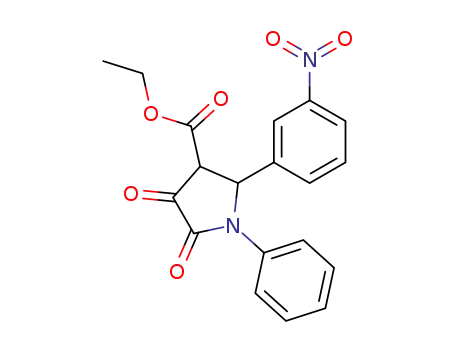 Molecular Structure of 95169-43-0 (2-(3-nitro-phenyl)-4,5-dioxo-1-phenyl-pyrrolidine-3-carboxylic acid ethyl ester)