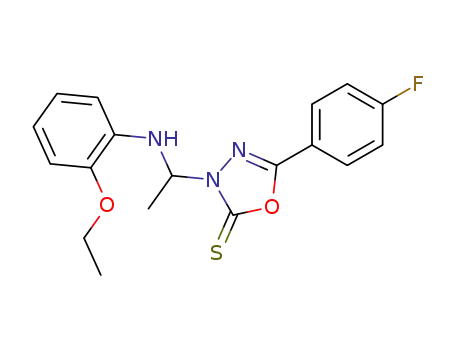 3-[1-(2-ethoxy-anilino)-ethyl]-5-(4-fluoro-phenyl)-3<i>H</i>-[1,3,4]oxadiazole-2-thione