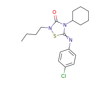 2-butyl-5-(4-chloro-phenylimino)-4-cyclohexyl-[1,2,4]thiadiazolidin-3-one