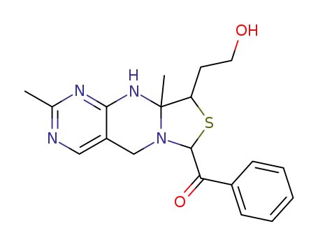Molecular Structure of 16018-98-7 ([9-(2-hydroxy-ethyl)-2,9a-dimethyl-5,9,9a,10-tetrahydro-pyrimido[4,5-<i>d</i>]thiazolo[3,4-<i>a</i>]pyrimidin-7-yl]-phenyl-methanone)