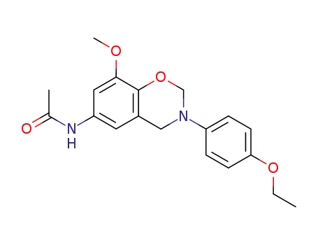 Molecular Structure of 13885-73-9 (<i>N</i>-[3-(4-ethoxy-phenyl)-8-methoxy-3,4-dihydro-2<i>H</i>-benzo[<i>e</i>][1,3]oxazin-6-yl]-acetamide)