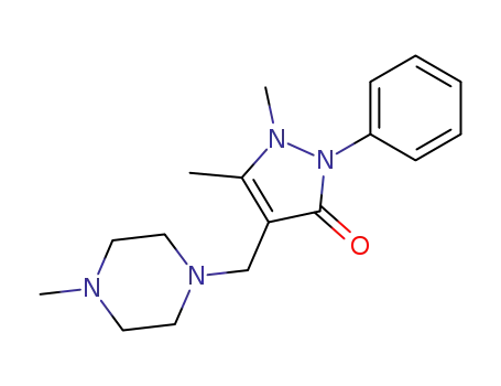 Molecular Structure of 101591-26-8 (1,5-dimethyl-4-(4-methyl-piperazinomethyl)-2-phenyl-1,2-dihydro-pyrazol-3-one)