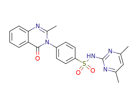 Molecular Structure of 1254-14-4 (Benzenesulfonamide,
N-(4,6-dimethyl-2-pyrimidinyl)-4-(2-methyl-4-oxo-3(4H)-quinazolinyl)-)
