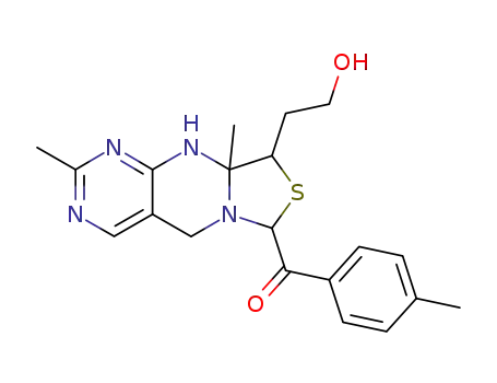 Molecular Structure of 16019-02-6 ([9-(2-hydroxy-ethyl)-2,9a-dimethyl-5,9,9a,10-tetrahydro-pyrimido[4,5-<i>d</i>]thiazolo[3,4-<i>a</i>]pyrimidin-7-yl]-<i>p</i>-tolyl-methanone)