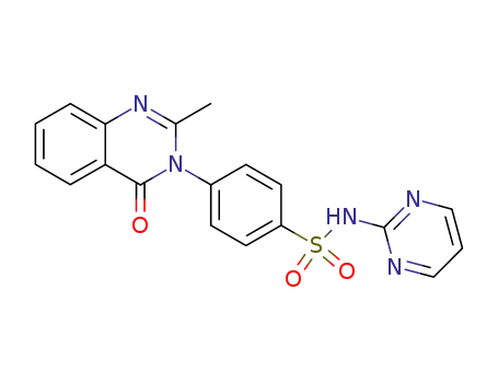 Molecular Structure of 101868-06-8 (4-(2-methyl-4-oxo-4<i>H</i>-quinazolin-3-yl)-benzenesulfonic acid pyrimidin-2-ylamide)