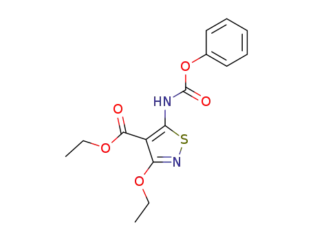 Molecular Structure of 1163-69-5 (4-Isothiazolecarboxylic acid, 3-ethoxy-5-[(phenoxycarbonyl)amino]-,
ethyl ester)