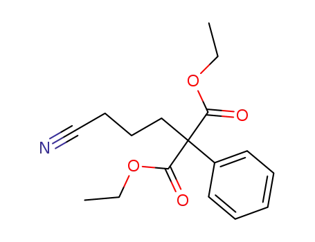 Molecular Structure of 79181-79-6 (Propanedioic acid, (3-cyanopropyl)phenyl-, diethyl ester)