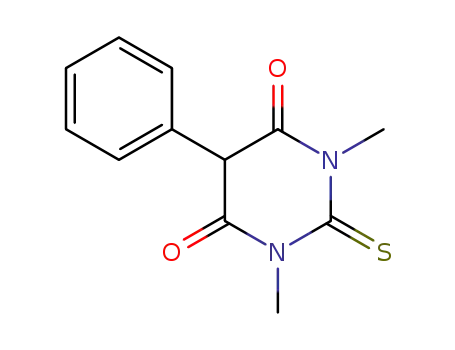 Molecular Structure of 141097-96-3 (4,6(1H,5H)-Pyrimidinedione, dihydro-1,3-dimethyl-5-phenyl-2-thioxo-)