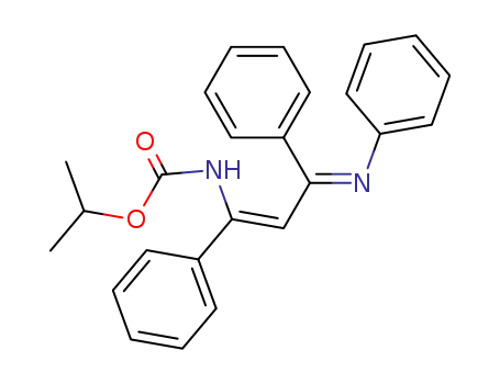Molecular Structure of 136954-66-0 (Carbamic acid, [1,3-diphenyl-3-(phenylimino)-1-propenyl]-,
1-methylethyl ester)