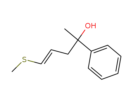 Molecular Structure of 97369-72-7 (Benzenemethanol, a-methyl-a-[3-(methylthio)-2-propenyl]-, (E)-)
