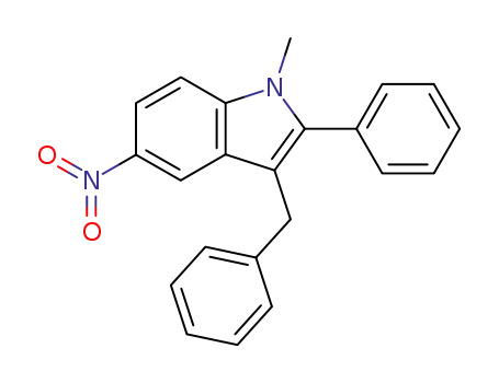 Molecular Structure of 90995-71-4 (1H-Indole, 1-methyl-5-nitro-2-phenyl-3-(phenylmethyl)-)