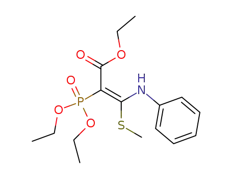Molecular Structure of 88908-00-3 (2-Propenoic acid,
2-(diethoxyphosphinyl)-3-(methylthio)-3-(phenylamino)-, ethyl ester, (Z)-)