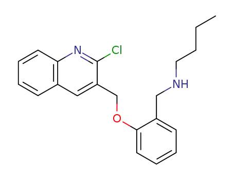 Molecular Structure of 125918-55-0 (Butyl-[2-(2-chloro-quinolin-3-ylmethoxy)-benzyl]-amine)