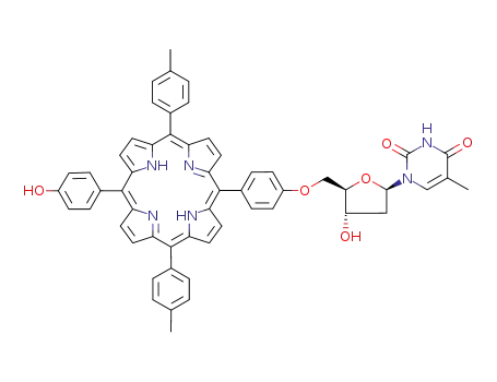 1-((2R,4S,5R)-4-Hydroxy-5-{4-[(1Z,4Z,9Z,15Z)-15-(4-hydroxy-phenyl)-10,20-di-p-tolyl-porphyrin-5-yl]-phenoxymethyl}-tetrahydro-furan-2-yl)-5-methyl-1H-pyrimidine-2,4-dione
