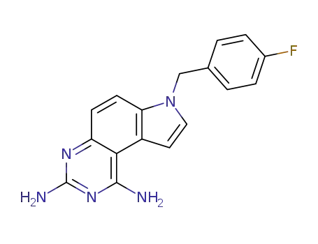 Molecular Structure of 65795-40-6 (7H-Pyrrolo[3,2-f]quinazoline-1,3-diamine, 7-[(4-fluorophenyl)methyl]-)
