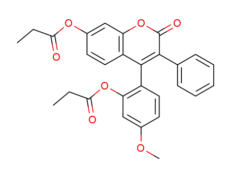 Molecular Structure of 93097-72-4 (2H-1-Benzopyran-2-one,
4-[4-methoxy-2-(1-oxopropoxy)phenyl]-7-(1-oxopropoxy)-3-phenyl-)
