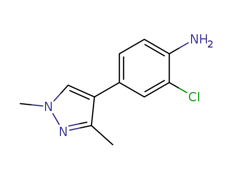 Molecular Structure of 1400287-26-4 (2-chloro-4-(1,3-dimethyl-1H-pyrazol-4-yl)aniline)