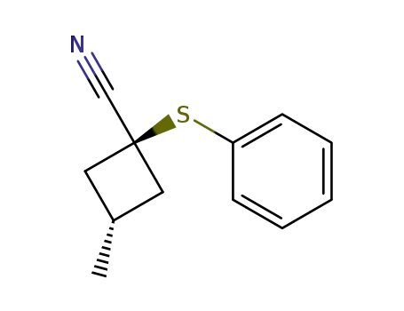 Molecular Structure of 67132-86-9 (Cyclobutanecarbonitrile, 3-methyl-1-(phenylthio)-, trans-)
