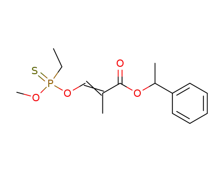 Molecular Structure of 38289-88-2 ((E)-3-(Ethyl-methoxy-phosphinothioyloxy)-2-methyl-acrylic acid 1-phenyl-ethyl ester)