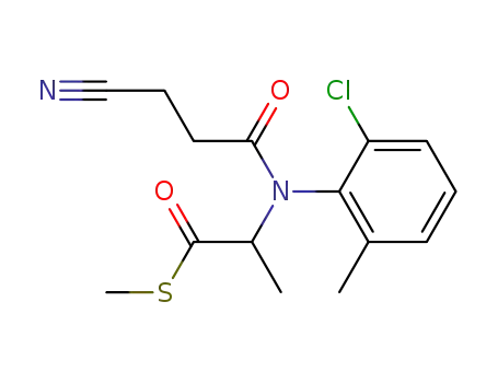 Propanethioic acid,
2-[(2-chloro-6-methylphenyl)(3-cyano-1-oxopropyl)amino]-, S-methyl
ester