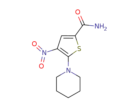 Molecular Structure of 2160-53-4 (2-Thiophenecarboxamide, 4-nitro-5-(1-piperidinyl)-)