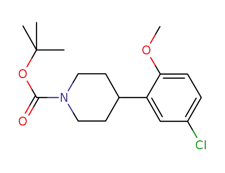 Molecular Structure of 897666-33-0 (1-Piperidinecarboxylic acid, 4-(5-chloro-2-methoxyphenyl)-,
1,1-dimethylethyl ester)