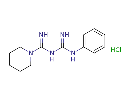 Molecular Structure of 65968-05-0 (1-Piperidinecarboximidamide, N-[imino(phenylamino)methyl]-,
monohydrochloride)