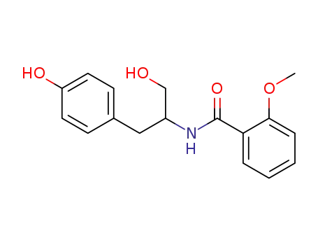 Molecular Structure of 60142-62-3 (Benzamide, N-[2-hydroxy-1-[(4-hydroxyphenyl)methyl]ethyl]-2-methoxy-)