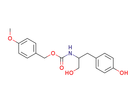 Molecular Structure of 60142-70-3 (Carbamic acid, [2-hydroxy-1-[(4-hydroxyphenyl)methyl]ethyl]-,
(4-methoxyphenyl)methyl ester)