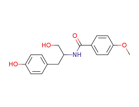 Molecular Structure of 60142-61-2 (Benzamide, N-[2-hydroxy-1-[(4-hydroxyphenyl)methyl]ethyl]-4-methoxy-)