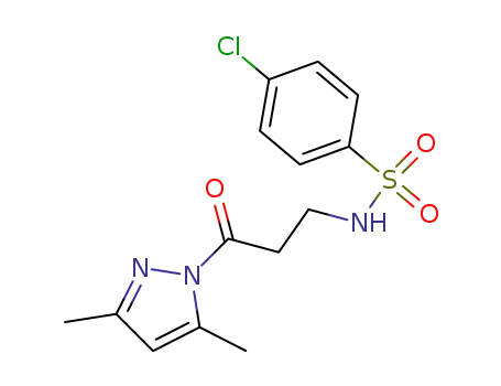 Molecular Structure of 57891-03-9 (1H-Pyrazole,
1-[3-[[(4-chlorophenyl)sulfonyl]amino]-1-oxopropyl]-3,5-dimethyl-)