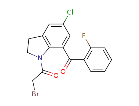 Molecular Structure of 126149-65-3 (1H-Indole, 1-(bromoacetyl)-5-chloro-7-(2-fluorobenzoyl)-2,3-dihydro-)
