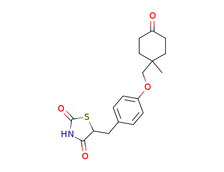 Molecular Structure of 87787-42-6 (2,4-Thiazolidinedione,
5-[[4-[(1-methyl-4-oxocyclohexyl)methoxy]phenyl]methyl]-)