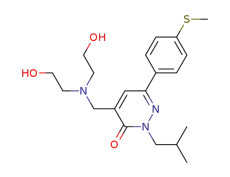 Molecular Structure of 503824-27-9 (3(2H)-Pyridazinone,4-[[bis(2-hydroxyethyl)amino]methyl]-2-(2-methylpropyl)-6-[4-(methylthio)phenyl]-)