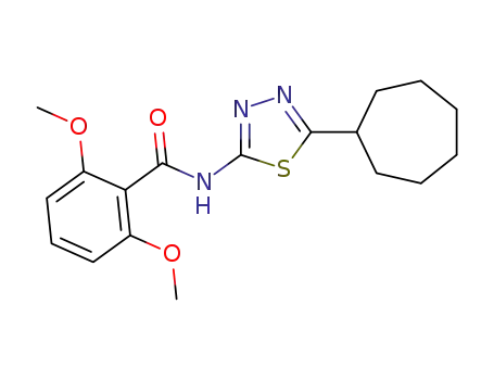 Molecular Structure of 82559-87-3 (Benzamide, N-(5-cycloheptyl-1,3,4-thiadiazol-2-yl)-2,6-dimethoxy-)