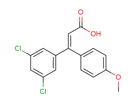 Molecular Structure of 151665-26-8 (2-Propenoic acid, 3-(3,5-dichlorophenyl)-3-(4-methoxyphenyl)-, (E)-)