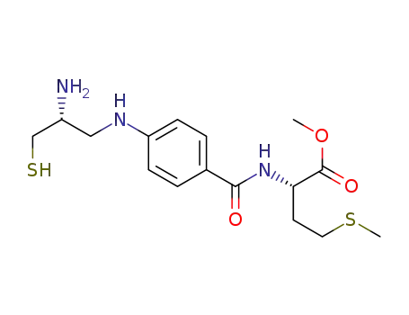 Molecular Structure of 171674-93-4 (L-Methionine,N-[4-[[(2R)-2-amino-3-mercaptopropyl]amino]benzoyl]-, methyl ester)
