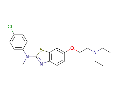 Molecular Structure of 184833-55-4 (2-Benzothiazolamine,
N-(4-chlorophenyl)-6-[2-(diethylamino)ethoxy]-N-methyl-)