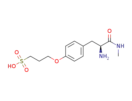 Molecular Structure of 391222-88-1 (1-Propanesulfonic acid,
3-[4-[(2S)-2-amino-3-(methylamino)-3-oxopropyl]phenoxy]-)