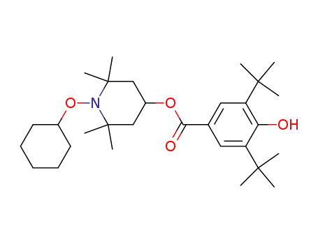 Molecular Structure of 130048-68-9 (Benzoic acid, 3,5-bis(1,1-dimethylethyl)-4-hydroxy-,
1-(cyclohexyloxy)-2,2,6,6-tetramethyl-4-piperidinyl ester)