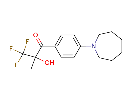 Molecular Structure of 821789-46-2 (1-Propanone,
3,3,3-trifluoro-1-[4-(hexahydro-1H-azepin-1-yl)phenyl]-2-hydroxy-2-meth
yl-)