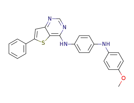 Molecular Structure of 225381-70-4 (1,4-Benzenediamine,
N-(4-methoxyphenyl)-N'-(6-phenylthieno[3,2-d]pyrimidin-4-yl)-)