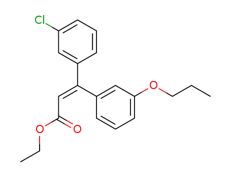 Molecular Structure of 151665-00-8 (2-Propenoic acid, 3-(3-chlorophenyl)-3-(3-propoxyphenyl)-, ethyl ester,
(E)-)