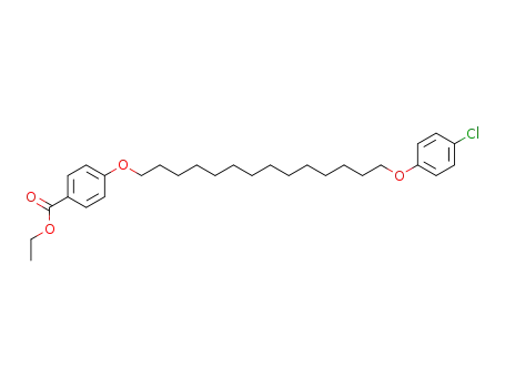 Molecular Structure of 66353-13-7 (Benzoic acid, 4-[[14-(4-chlorophenoxy)tetradecyl]oxy]-, ethyl ester)