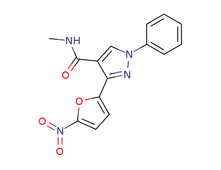 Molecular Structure of 61621-03-2 (1H-Pyrazole-4-carboxamide, N-methyl-3-(5-nitro-2-furanyl)-1-phenyl-)
