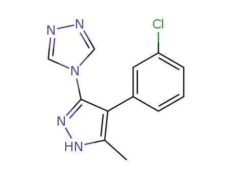 Molecular Structure of 63362-55-0 (4H-1,2,4-Triazole, 4-[4-(3-chlorophenyl)-5-methyl-1H-pyrazol-3-yl]-)