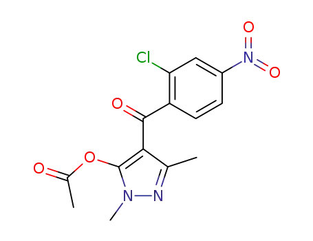 Molecular Structure of 58011-57-7 (Methanone,
[5-(acetyloxy)-1,3-dimethyl-1H-pyrazol-4-yl](2-chloro-4-nitrophenyl)-)